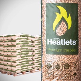Kantstenslev. - 1 palle Heatlets Premium træpiller 8 mm 15 kg 900 kg